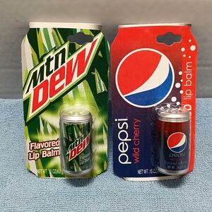 Mountain Dew and Pepsi Wild Cherry Flavored Lip Balm Set - Green and Red